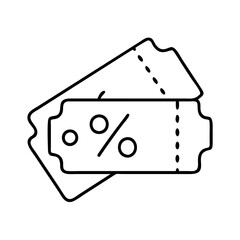 discount coupon icon, discount coupon line art - simple line art of discount coupon, perfect for discount coupon logos and icons