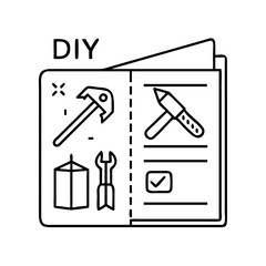 diy instructions booklet icon, diy instructions booklet line art - simple line art of diy instructions booklet, perfect for diy instructions booklet logos and icons