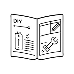 diy instructions booklet icon, diy instructions booklet line art - simple line art of diy instructions booklet, perfect for diy instructions booklet logos and icons