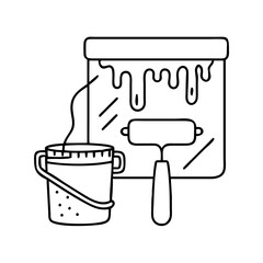 diy painting project icon, diy painting project line art - simple line art of diy painting project, perfect for diy painting project logos and icons