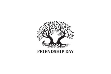 Silhouette of a Tree of Friendship for Friendship Day.