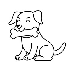 dog chewing bone icon, dog chewing bone line art - simple line art of dog chewing bone, perfect for dog chewing bone logos and icons