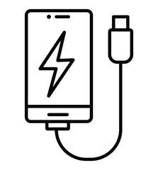 phone charging - vector icon. Set of smartphone charge battery icons. Phone with a low battery charge, phone and charger. 

