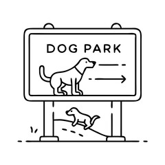 dog park sign icon, dog park sign line art - simple line art of dog park sign, perfect for dog park sign logos and icons