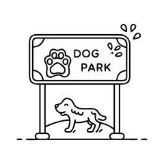 dog park sign icon, dog park sign line art - simple line art of dog park sign, perfect for dog park sign logos and icons