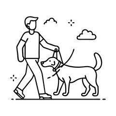 dog walking icon, dog walking line art - simple line art of dog walking, perfect for dog walking logos and icons
