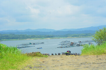 Aerial view of mountains, sea, rivers in Indonesia