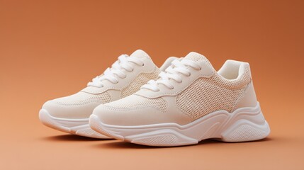 single sporty sneaker displayed against smooth solid color background emphasizing clean lines and minimalist aesthetic