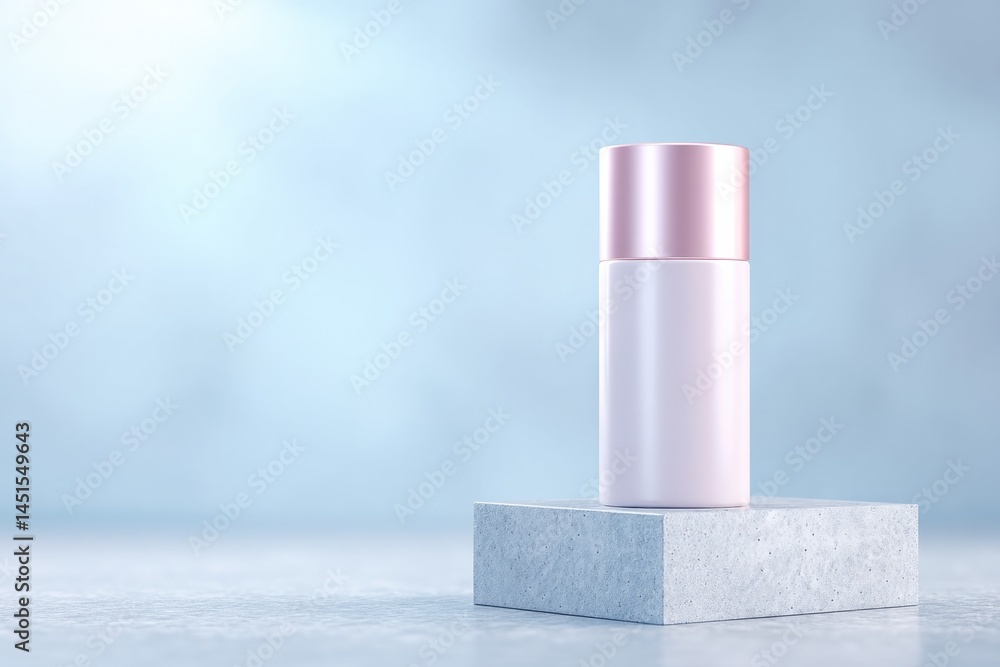 Poster sleek empty podium on pristine surface ideal for showcasing skincare products with ample copy space
