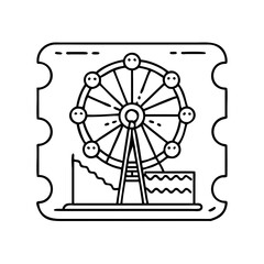 ferris wheel ticket icon, ferris wheel ticket line art - simple line art of ferris wheel ticket, perfect for ferris wheel ticket logos and icons