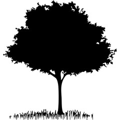 Minimalistic black silhouette of a bird perched on a branch against a white background, ideal for nature, wildlife, and artistic concepts in design projects
