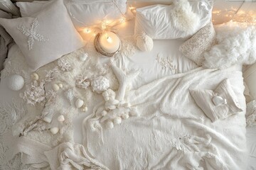 Cozy white bedroom scene