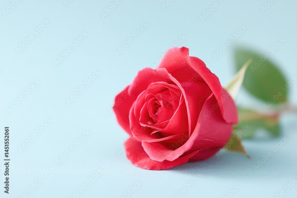 Aufkleber capture single red rose symbolizing love on smooth solid color background emphasizing its delicate p