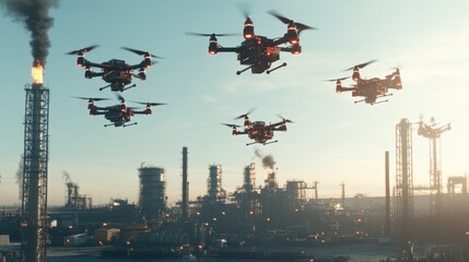 Drones over Industrial Plant