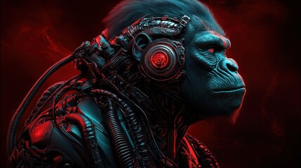 Fototapeta premium Cybernetic gorilla profile art