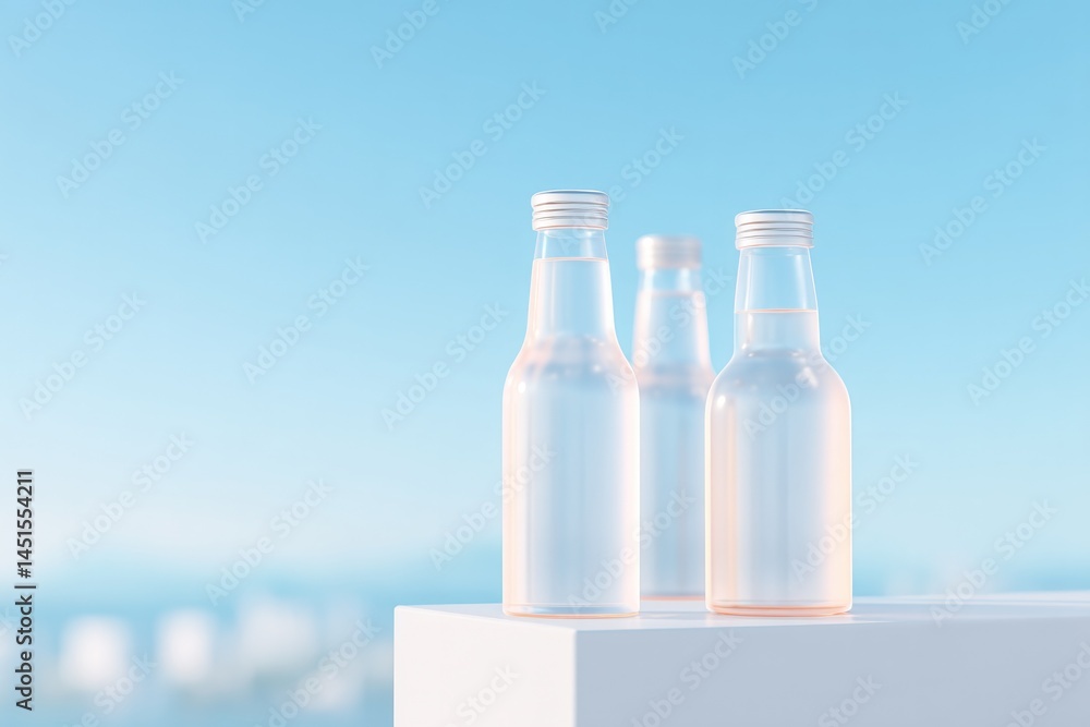 Poster empty podium for drinks in minimalistic setting with abundant copy space