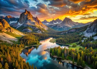 Obraz premium Stunning Sierra Nevada Mountain Drone Photography: Aerial Views, Peaks, Landscapes, Nature