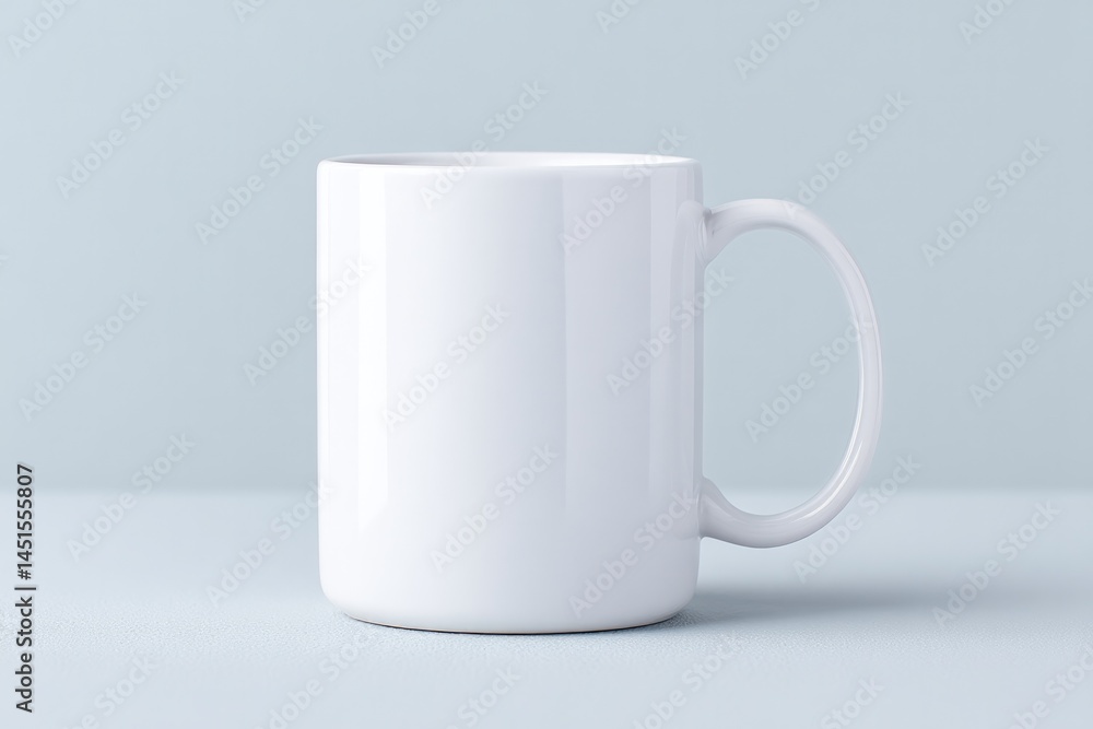 Poster minimalistic image of isolated mug on plain surface featuring ample copy space
