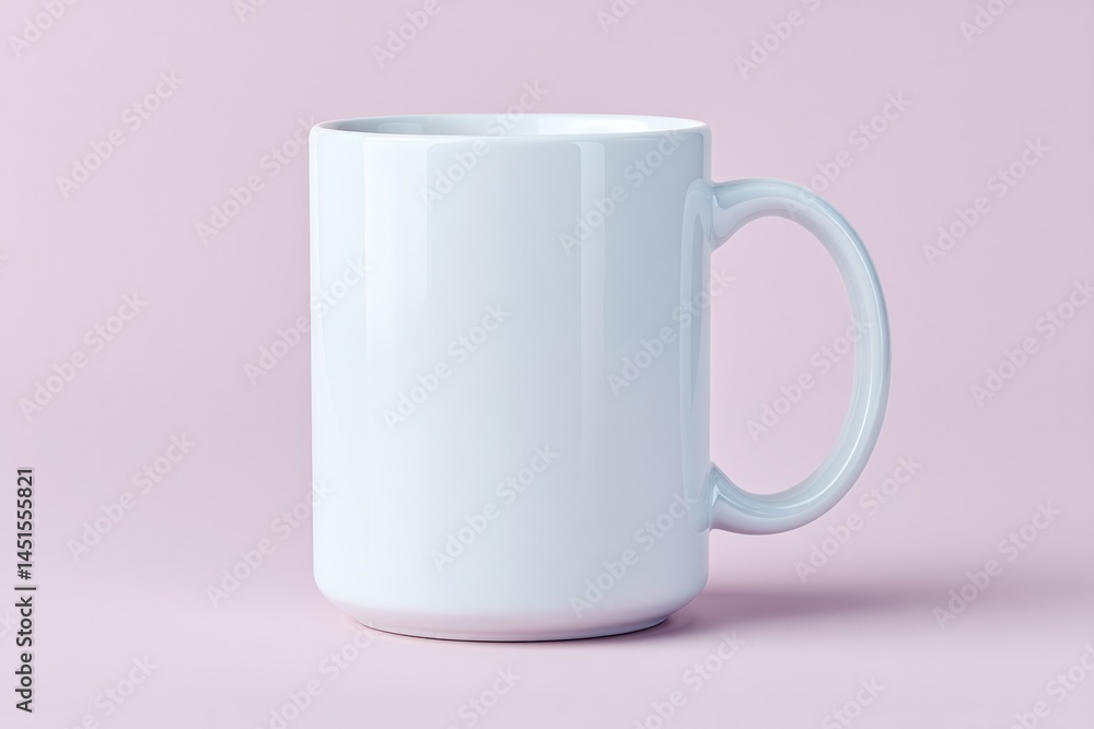 Poster minimalistic image of isolated mug on plain surface featuring ample copy space