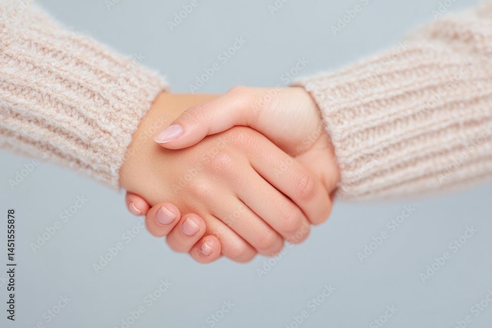 Aufkleber minimalistic image of two hands gently touching symbolizing human connection surrounded by ample cop