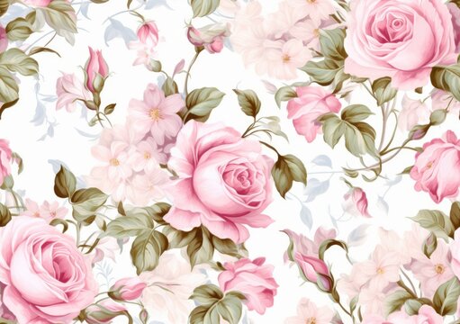 Pink roses on a white background