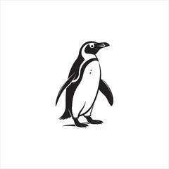Penguin Silhouette Clipart, Black Penguin Outline on White Background