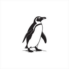 Naklejka premium Penguin Silhouette Clipart, Black Penguin Outline on White Background