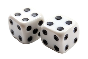 two dices with black dots isolated on white background PNG