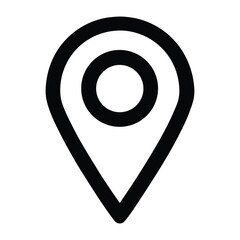 black outline vector icon of a location pin