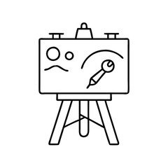 artist s easel icon, artist s easel line art - simple line art of artist s easel, perfect for artist s easel logos and icons