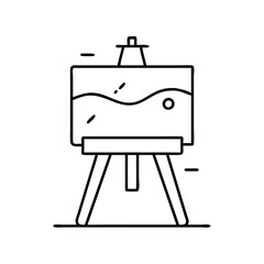 artist s easel icon, artist s easel line art - simple line art of artist s easel, perfect for artist s easel logos and icons