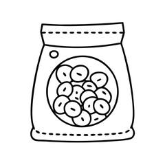 bag of chocolate chips icon, bag of chocolate chips line art - simple line art of bag of chocolate chips, perfect for bag of chocolate chips logos and icons