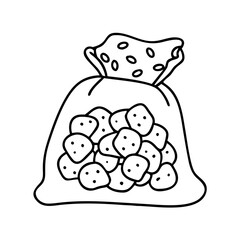 bag of chocolate chips icon, bag of chocolate chips line art - simple line art of bag of chocolate chips, perfect for bag of chocolate chips logos and icons