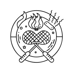 bbq logo design icon, bbq logo design line art - simple line art of bbq logo design, perfect for bbq logo design logos and icons