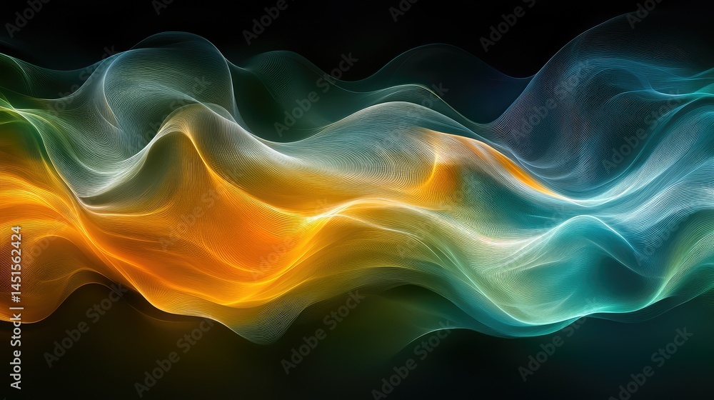 Poster abstract wavy lines of vibrant color. a dynamic display of flowing energy