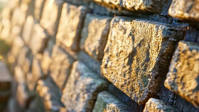 Close-up of Stone Wall in Sunlight
