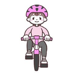 自転車に乗る女性正面イラスト