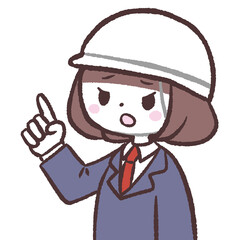 指差し注意する女子学生イラスト