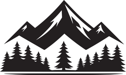 Obraz premium Beautiful Black Mountain Vector Silhouette Art This Is An Editable And Printable Vector Eps File 