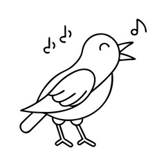 bird singing icon, bird singing line art - simple line art of bird singing, perfect for bird singing logos and icons