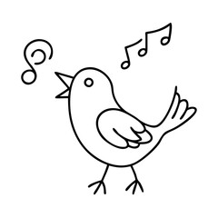 bird singing icon, bird singing line art - simple line art of bird singing, perfect for bird singing logos and icons