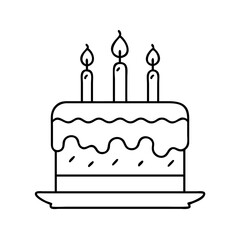 birthday cake with candles icon, birthday cake with candles line art - simple line art of birthday cake with candles, perfect for birthday cake with candles logos and icons