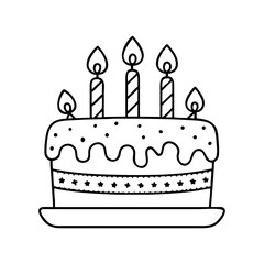 birthday cake with candles icon, birthday cake with candles line art - simple line art of birthday cake with candles, perfect for birthday cake with candles logos and icons