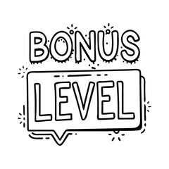 bonus level text icon, bonus level text line art - simple line art of bonus level text, perfect for bonus level text logos and icons