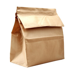 Blank brown paper bag isolated on transparent background showcasing its simple design and texture, Blank brown paper bag isolated on transparent backgroundfile