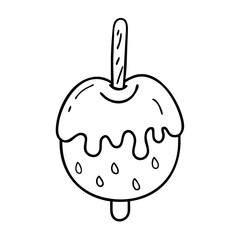 candy apple icon, candy apple line art - simple line art of candy apple, perfect for candy apple logos and icons