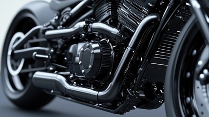 Fototapeta premium Close-up of a motorcycle engine, showcasing intricate details