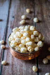 Makhana, also known as fox nuts, is a nutritious, low-calorie snack rich in protein, fiber, and antioxidants, often used in Indian cuisine and healthy snacks.
