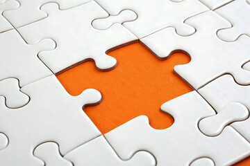 Fototapeta premium White puzzle pieces with missing piece