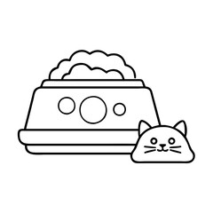 cat food dish icon, cat food dish line art - simple line art of cat food dish, perfect for cat food dish logos and icons